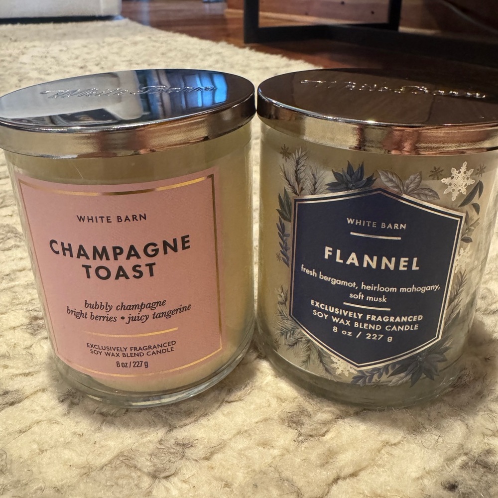 White Barn 8oz candle Bundle Champagne Toast Flannel